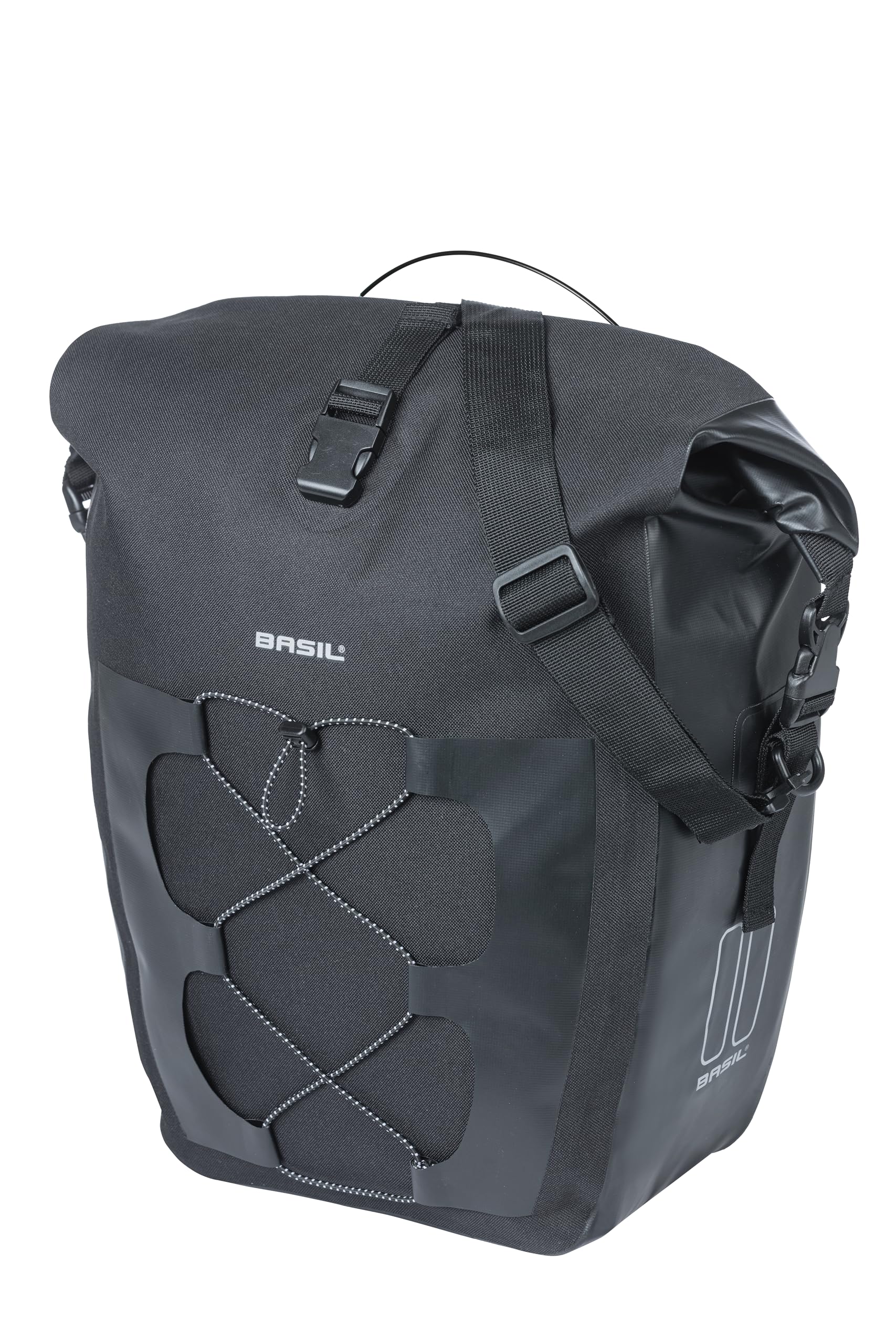 Basil Move MIK Studs 15L Black Water Resistant Bicycle Shoulder Bag with MIK Studs System Ideal for Commuting and Leisure