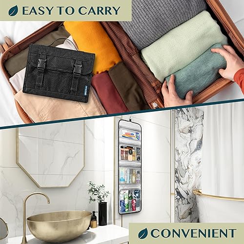 Miniatura 6 de PAVILIA Neceser colgante de viaje para mujeres y hombres, kit de bolsa de maquillaje de capacidad extragrande, estuche organizador de almacenamiento