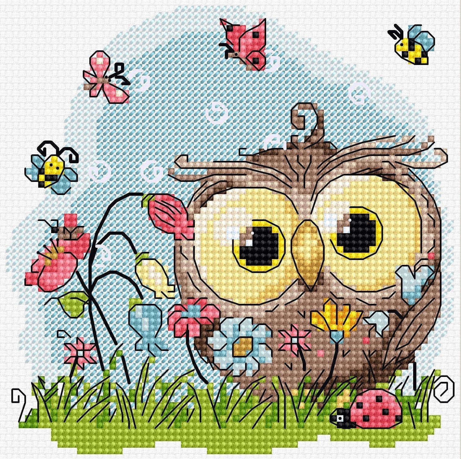 Luca-S counted cross stitch kit ""Happy Owl"", 13x13cm, DIY