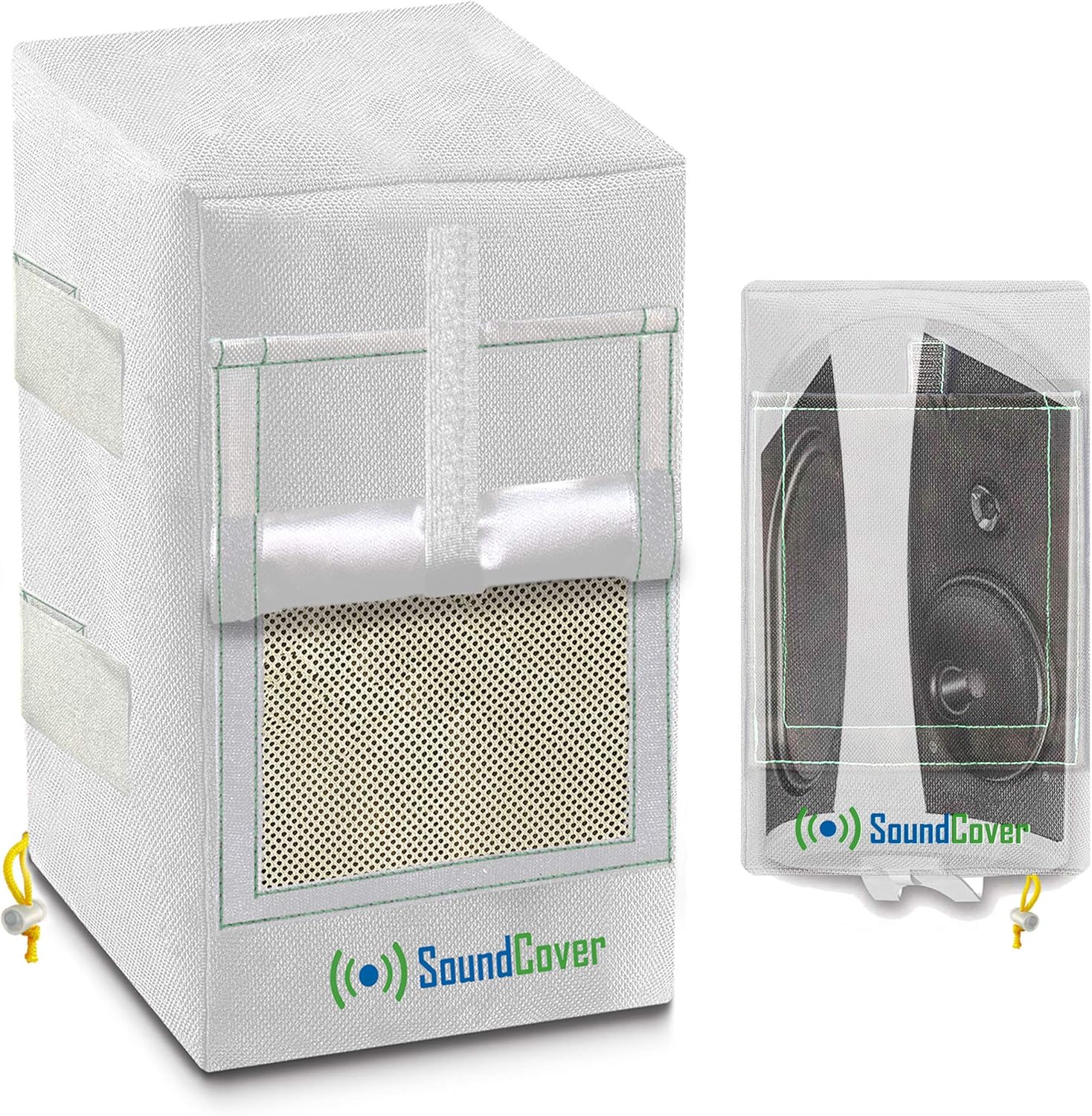 Two White Waterproof 600D Outdoor Speaker Covers for C-Bracket Mounted Speakers – Fits Klipsch AW-650, Polk Atrium 8 SDI, Definitive Technology AW 6500 (Max Dimensions: H 15" x W 9.45" x D 11")