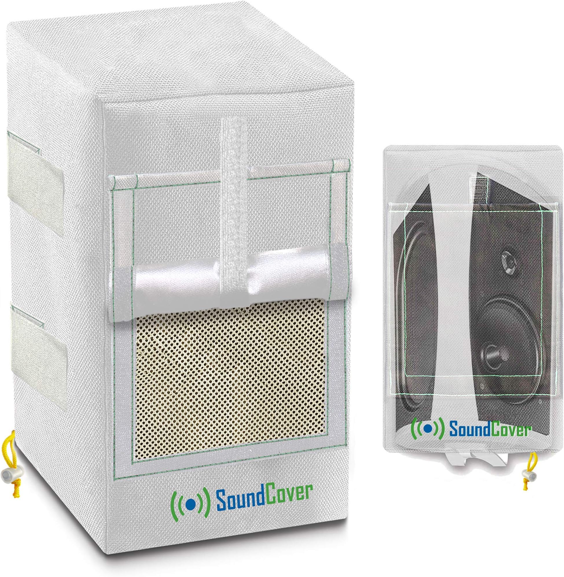 Two White Waterproof 600D Outdoor Speaker Covers for C-Bracket Mounted Speakers – Fits Klipsch AW-650, Polk Atrium 8 SDI, Definitive Technology AW 6500 (Max Dimensions: H 15" x W 9.45" x D 11")