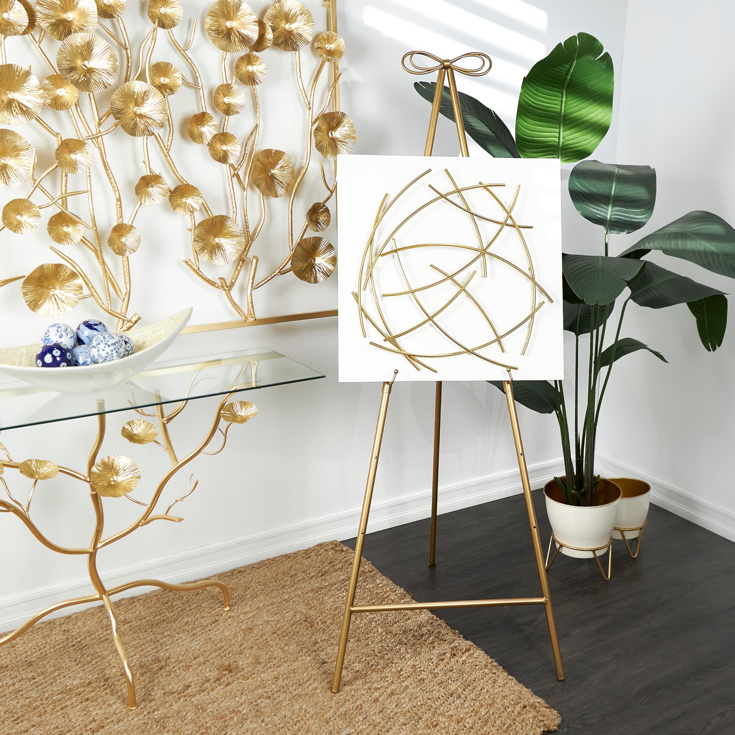 Gold Metal Tall Adjustable Display Stand Easel with Bow Top Glam