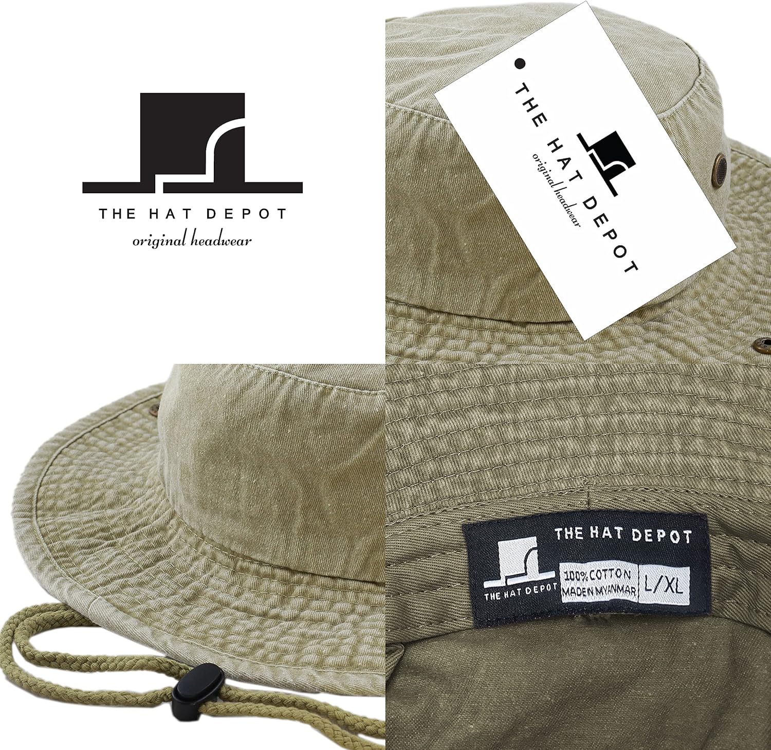 The Hat Depot Cotton Stone-Washed Safari Wide Brim Foldable Double-Sided Sun Boonie Bucket Hat - Image 4