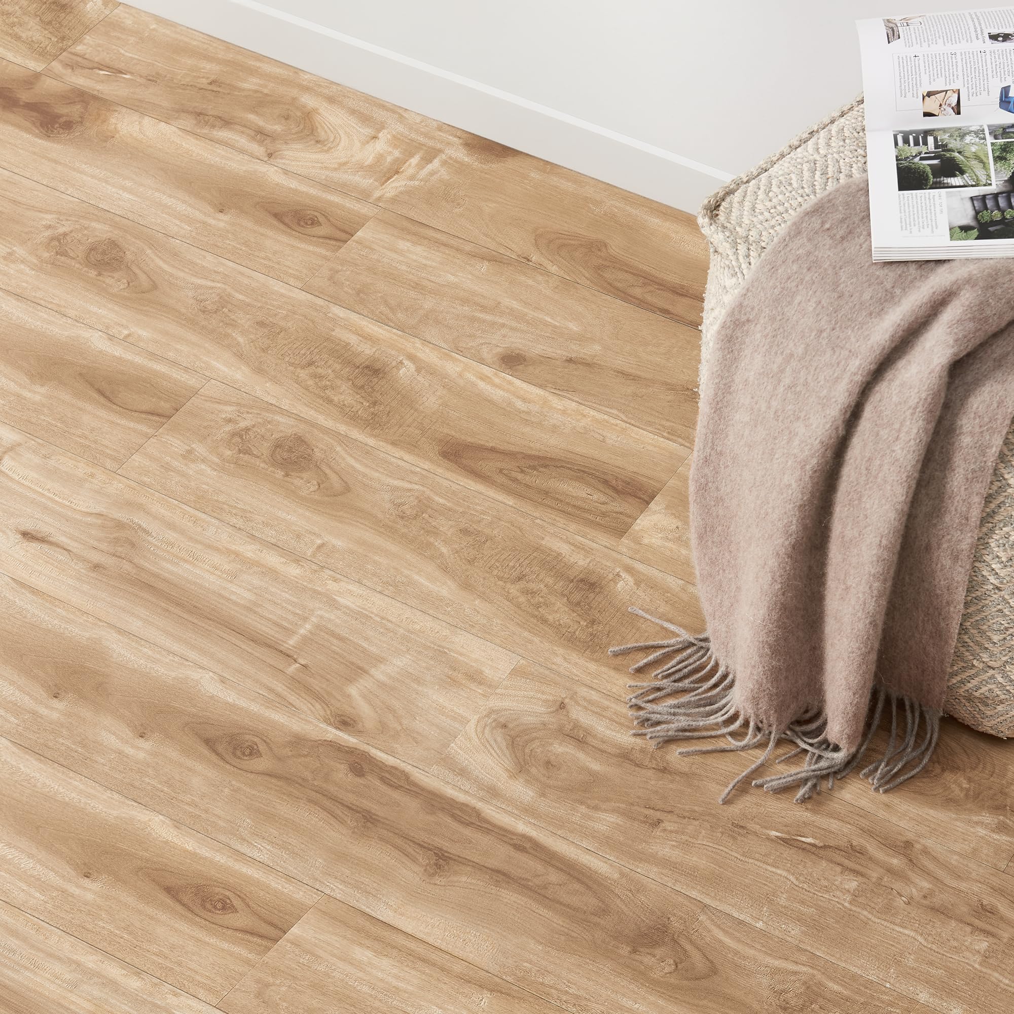 neu.holz Vinylboden Vanola Laminat Selbstklebend rutschfest Antiallergen Bodenbelag PVC-Platten 3,92 m² Natural Siberian Oak
