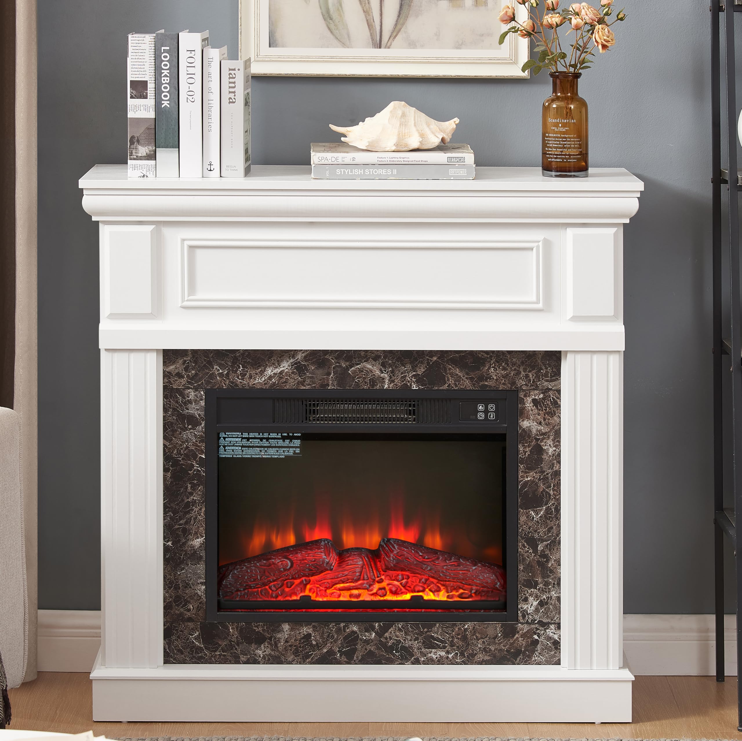 Electric Fireplace with Mantel, 41