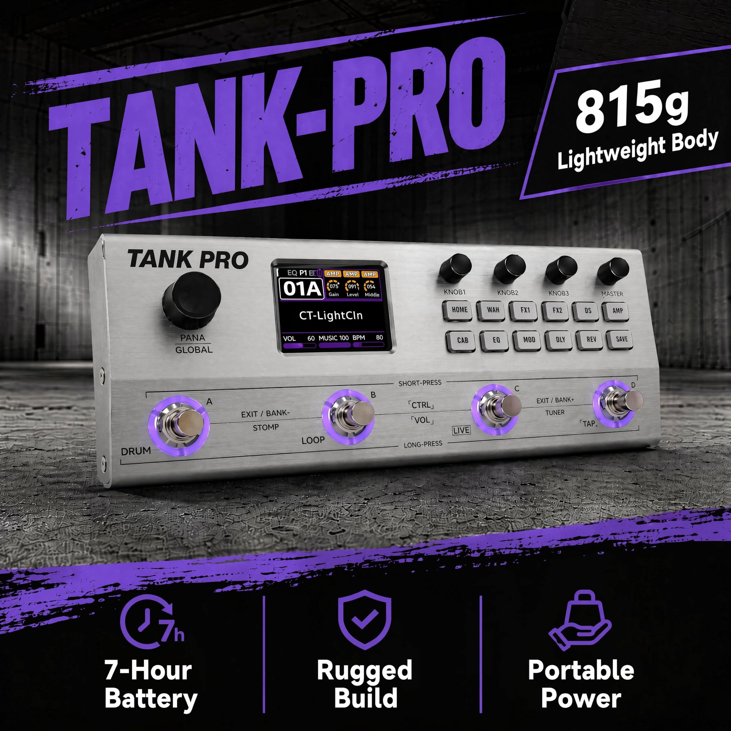 Amazon.com: M-VAVE TANK-PRO Multi Effects Guitar Pedal, Multi
