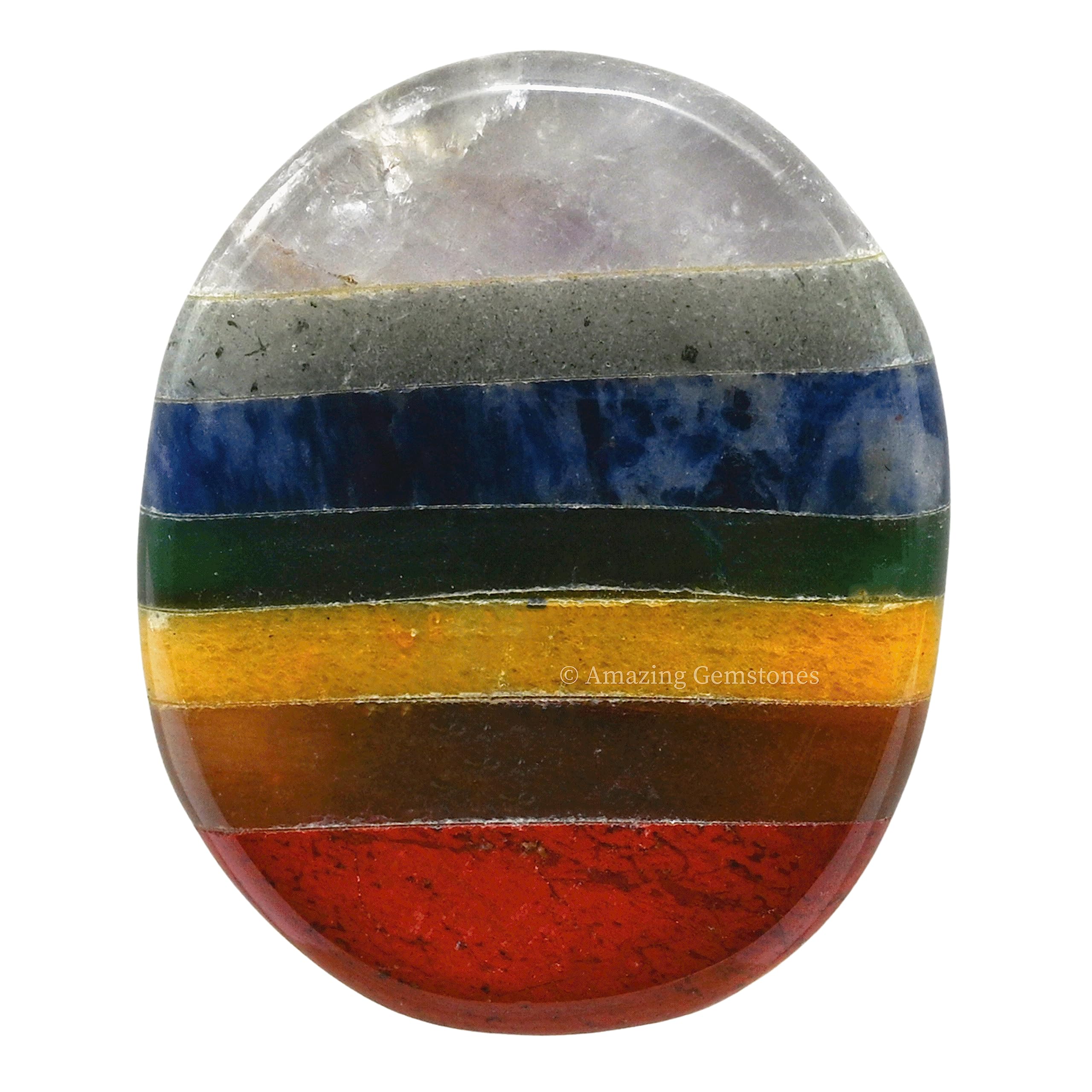 Amazing Gemstone Pietra di Preoccupazione per Il Pollice per la guarigione del Cristallo ~ Pietra cabochon Ovale ~ Pietra palmare Tascabile in Cristallo Naturale Facile da trasportare (7 Chakra)