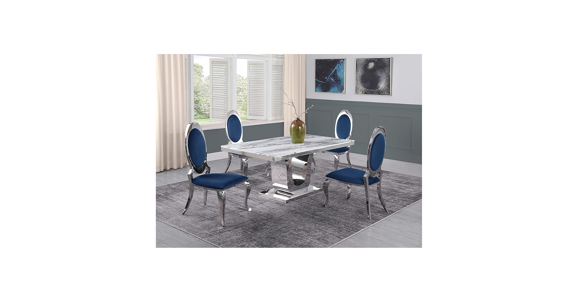 ideas de comedor azul gris
