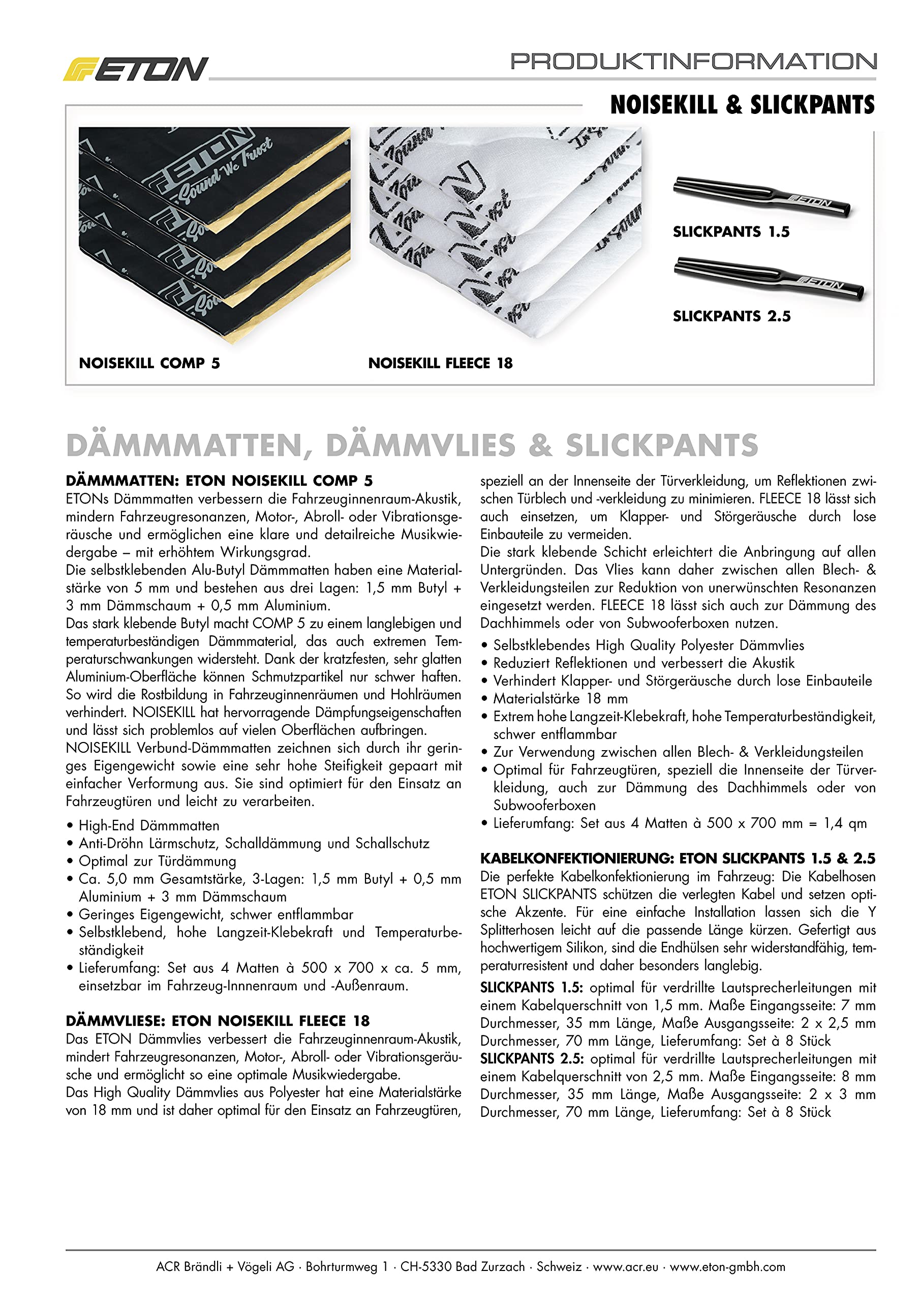 ETON NOISEKILL COMP 5: Selbstklebende Alu-Butyl Dämmmatten, High-End Dämmmaterial, Anti Dröhn Lärmschutz, Schalldämmung und Schallschutz für Autos, ca. 5,0 mm, 4 St., 500 x 700 mm