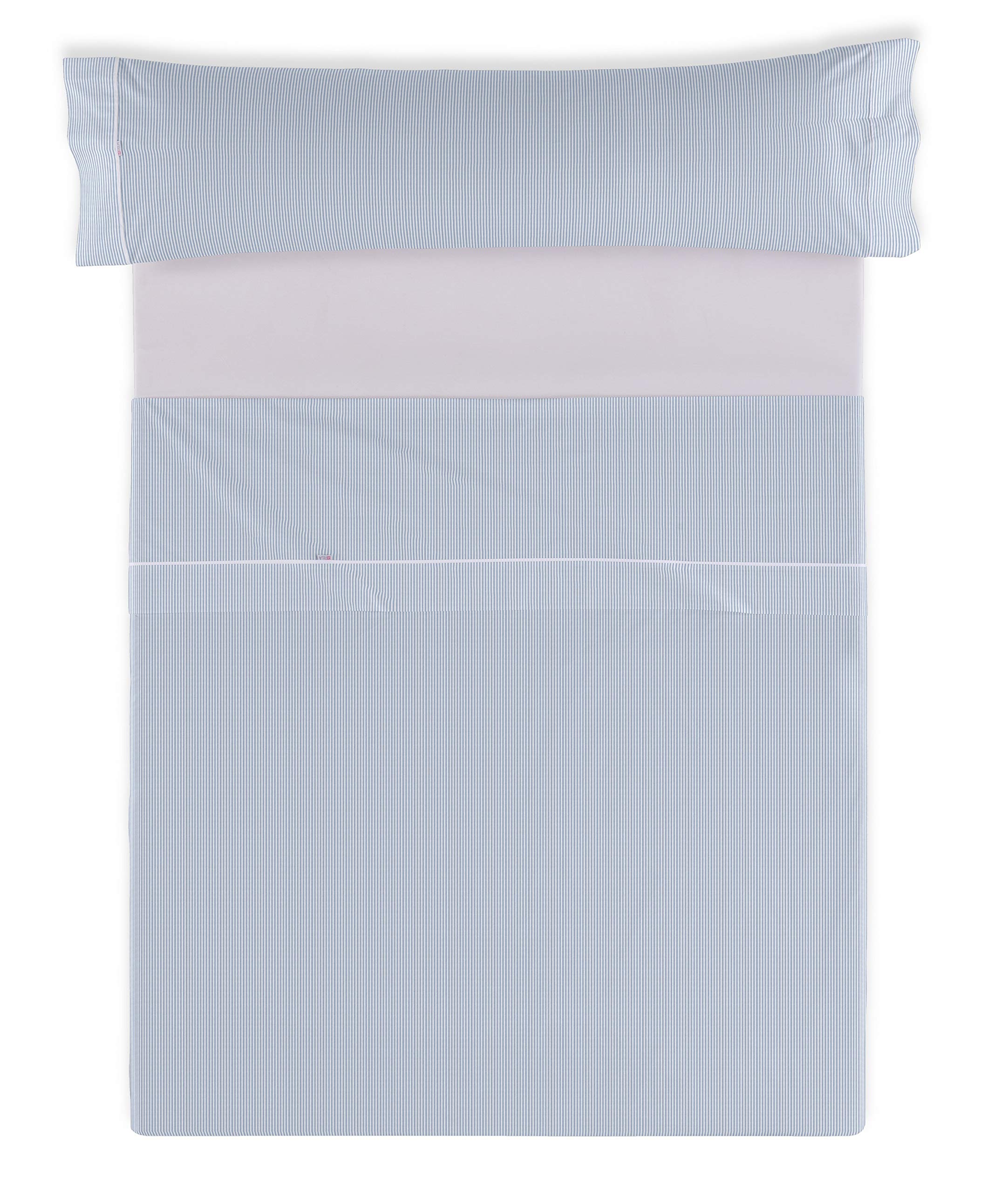 Juego de sábanas Greta color azul Cama de 90 (3 piezas) - 100% algodón - 200 hilos. Gramage: 125