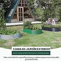 Vista 2 de Land Guard 2 camas de jardín elevadas de acero galvanizado, jardineras elevadas de metal grandes de 8 x 4 x 1 pie, cama de jardín elevada