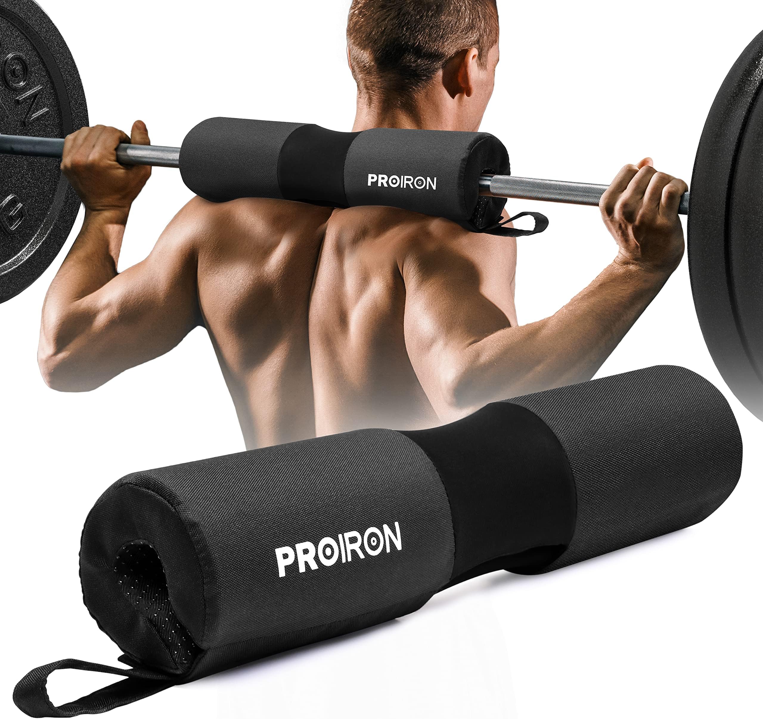 PROIRON Non-Slip Barbell Pad - Hip Thrust Pad - Quick Tighten Hook & Loop - Thick Foam Gym Pad for Squats/Lunges/Weight Lifting Relief Pressure from Neck, Shoulder, Back - Standard & Olympic Bar