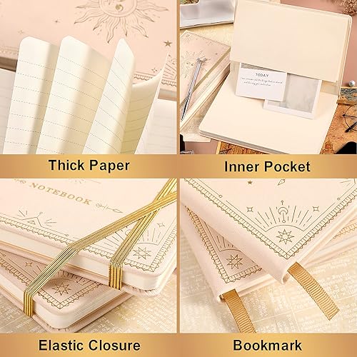 Miniatura 3 de Cuadernodiario a rayas  Cuaderno clásico de cuero sintético de papel grueso de alta calidad con bolsillo + separadores de páginas, regalos, bandas,