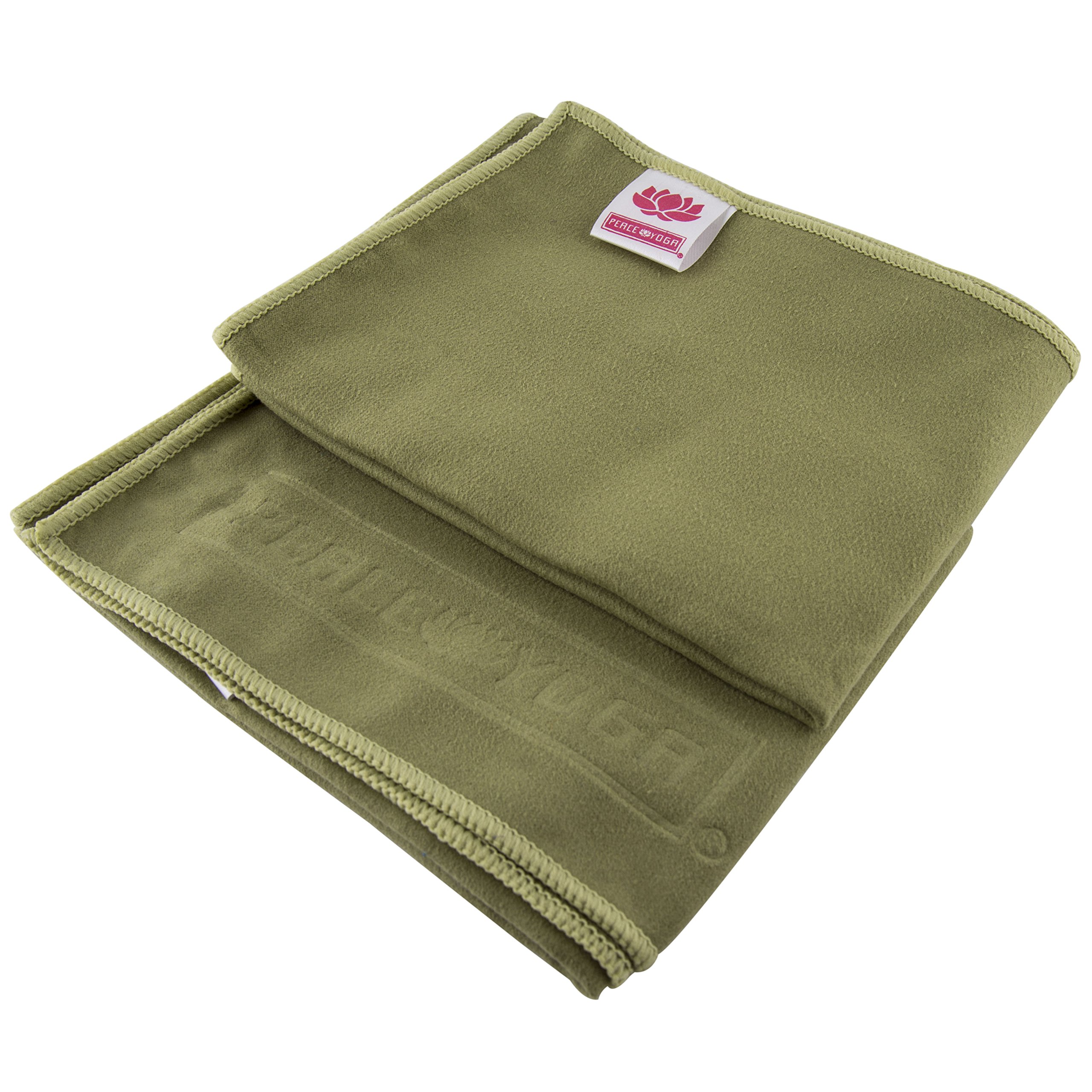 Peace YogaSport Non Slip Suede Exercise Towels, 2 Pack Green