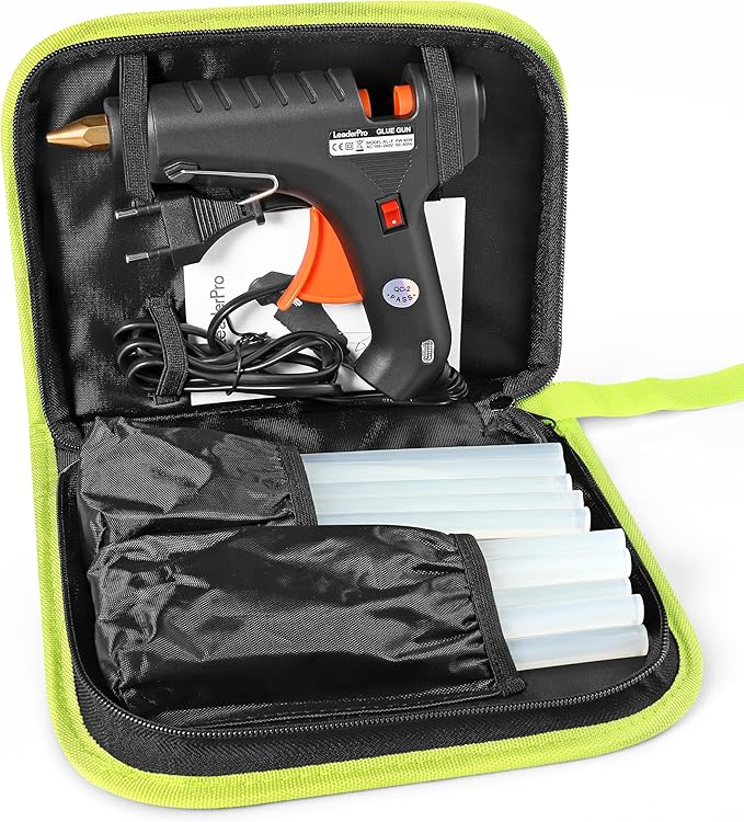 Leaderpro Pistola Colla A Caldo Con Borsa Per Attrezzi, 20 Bastoncini Per Colla 19cm * 11mm, Utilizzato Per Fai Da Te/Hobby Creativi/Fai Da Te