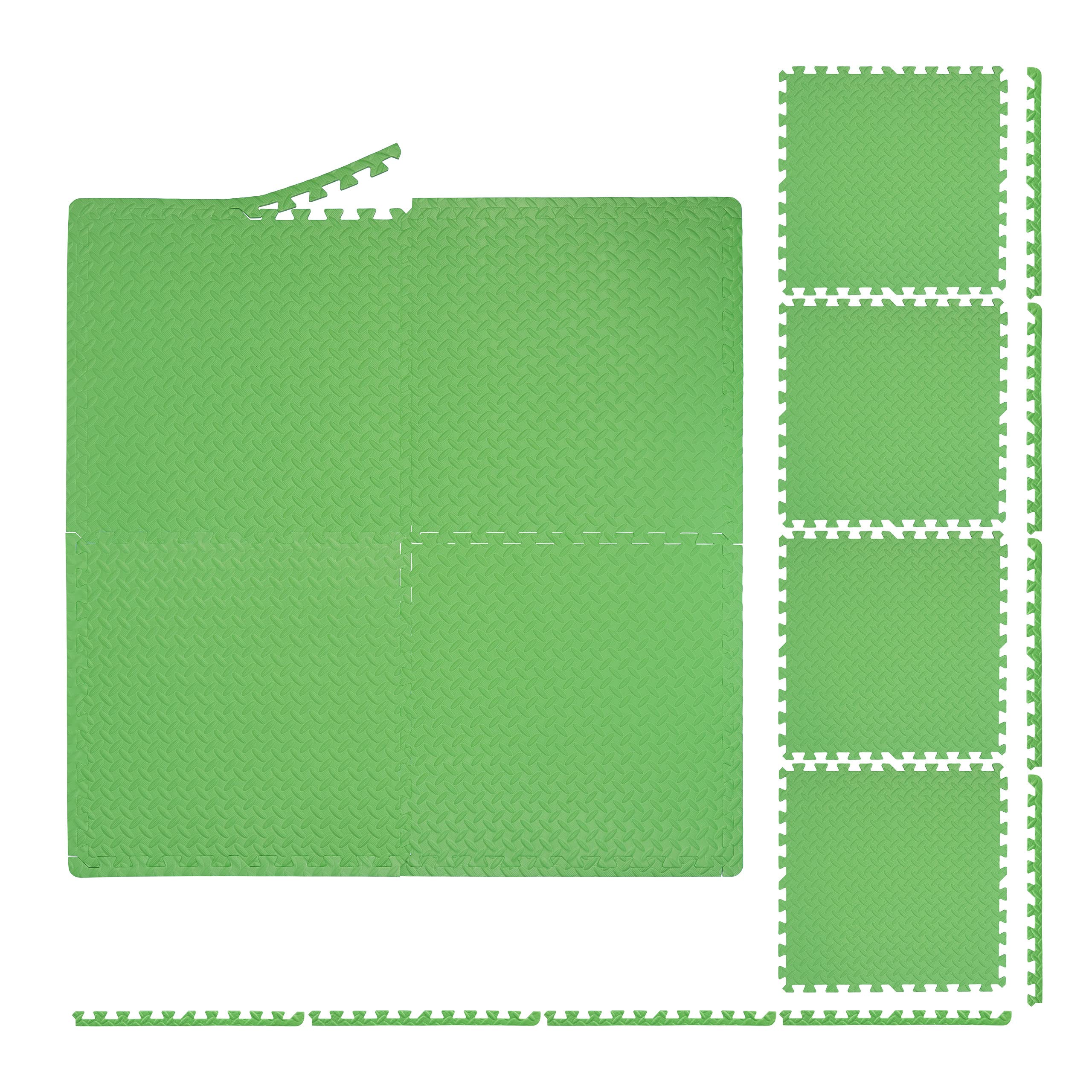Relaxdays Tappeto da Palestra Puzzle 60x60 cm Gomma Eva Fonoassorbente Verde