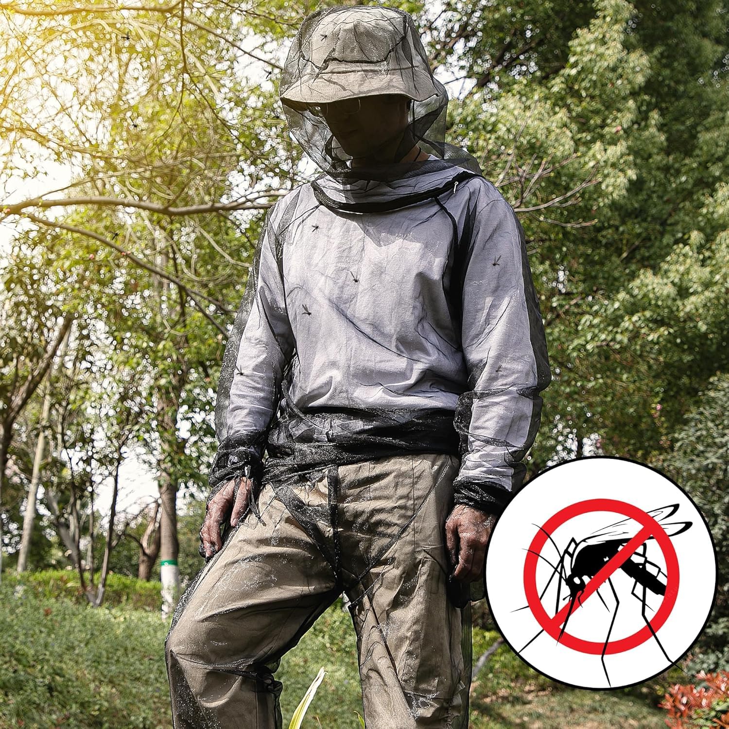 Mückenschutz Kleidung- Insektenjacke und Hose- Anti Moskitonetz Anzug- Mesh Insektenschutz Kleidung mit Handschuhe for Outdoor Protection From Bugs, Fliegen, Gnats, No-See-Ums & Midges