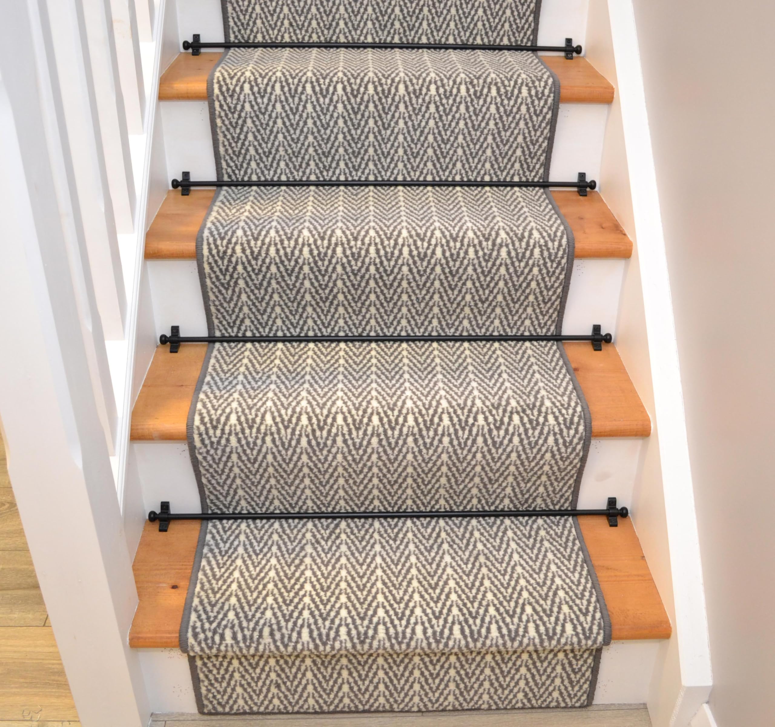 Luna Grey Herringbone Cut to Size Long Narrow Hallway Stair Stairway Carpets Runner Rugs