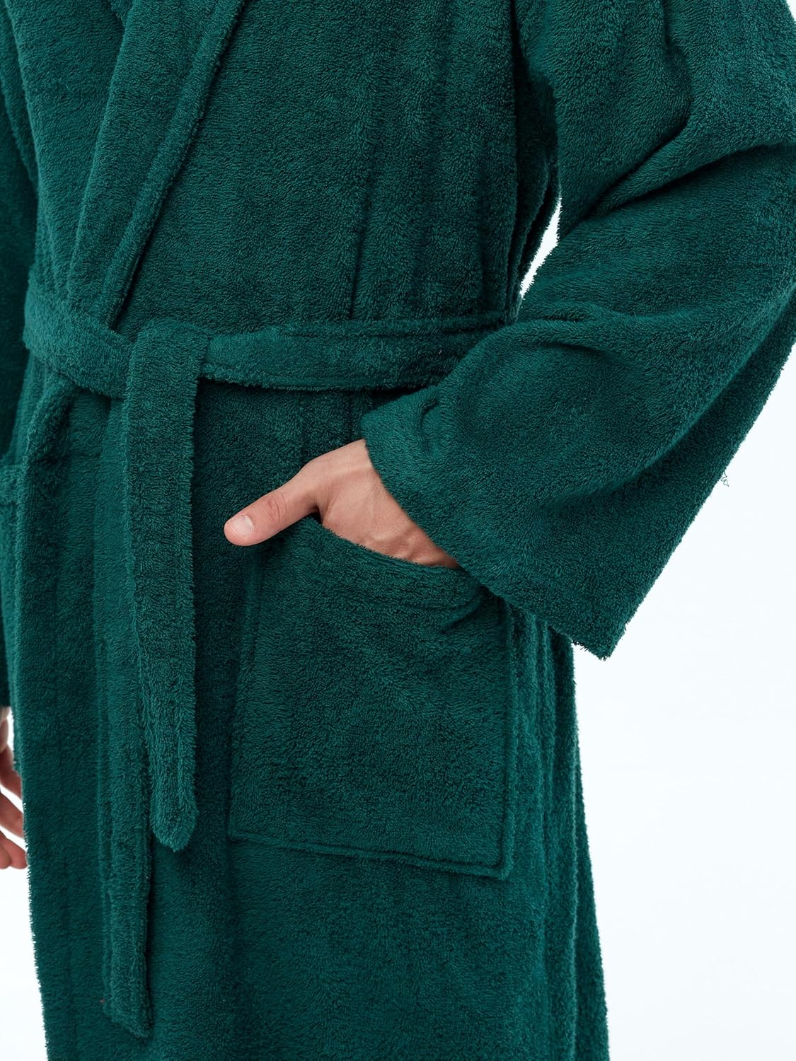Arus Men's Shawl Collar Robe, Turkish Terry Cotton Bathrobe with Regular and Full Length Options - Image 3