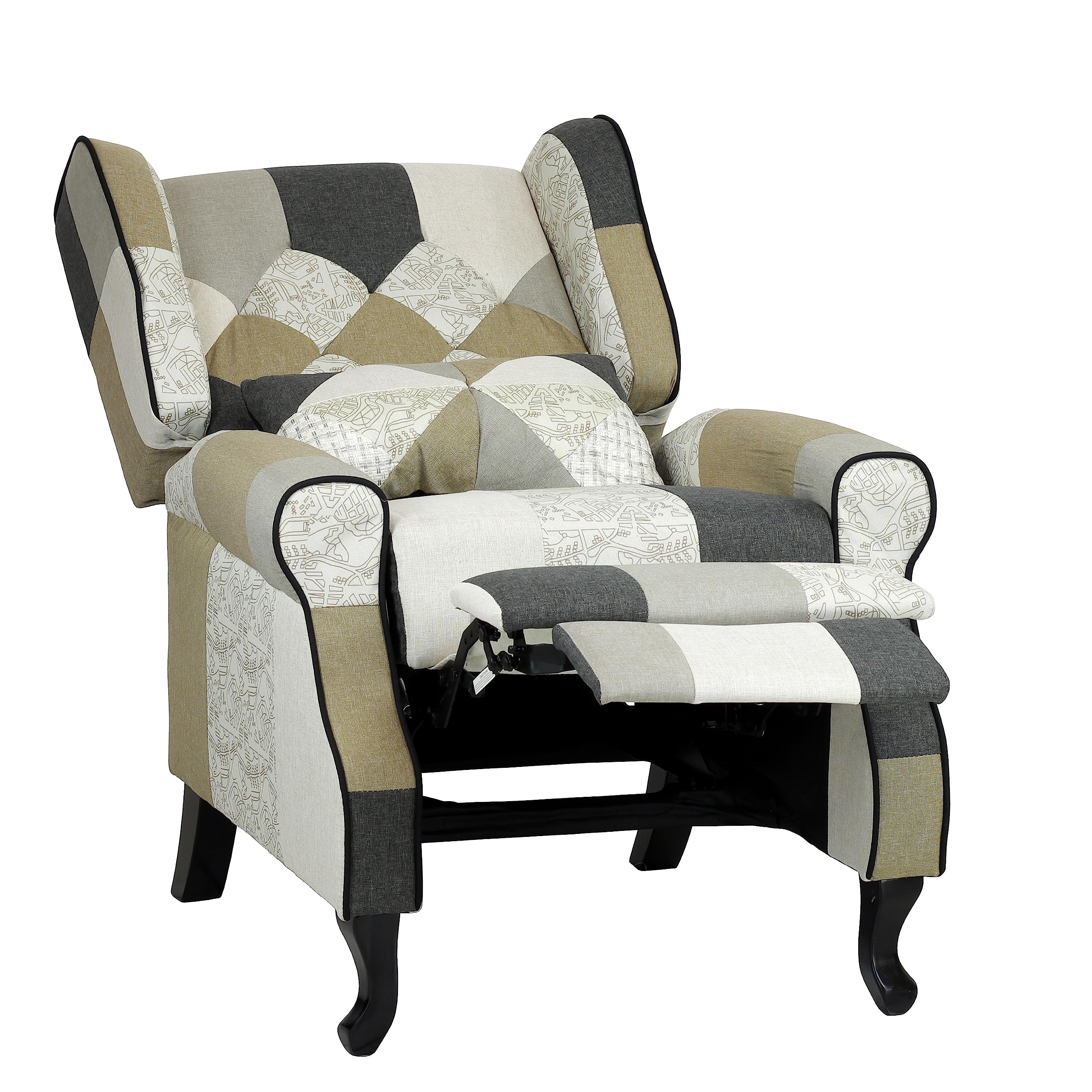 Totò Piccinni Poltrona Relax Reclinabile con Poggiapiedi Imbottita (Patchwork Elegant, Comfort)