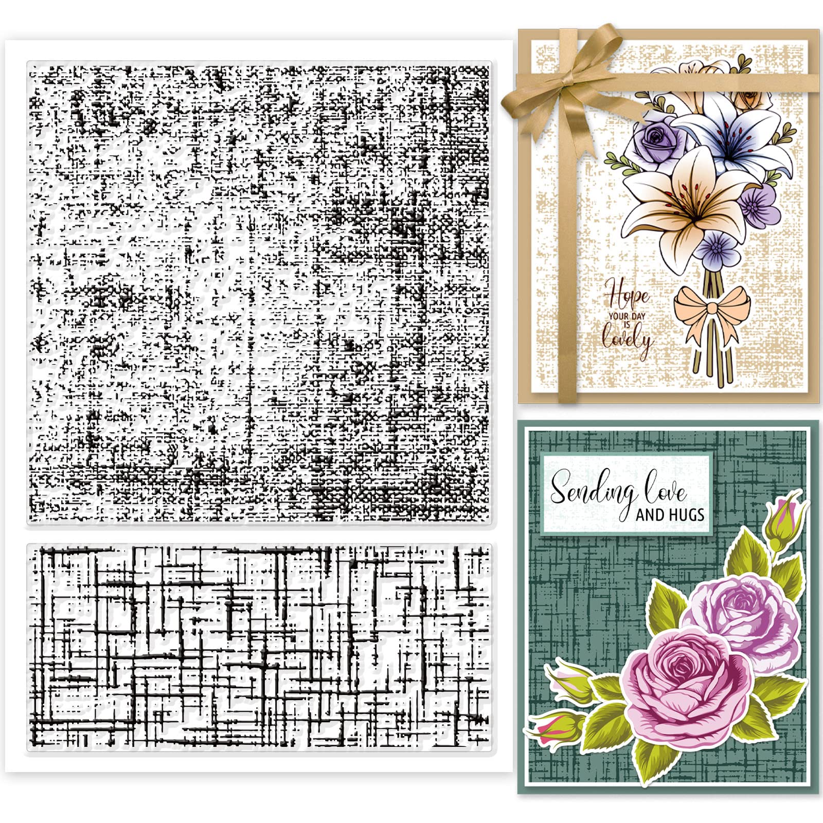 GLOBLELAND Linen Background Clear Stamps Cloth Frame Background Silicone Clear Stamp Seals for Cards Making DIY Scrapbooking Photo Journal Album Decoration — image 1