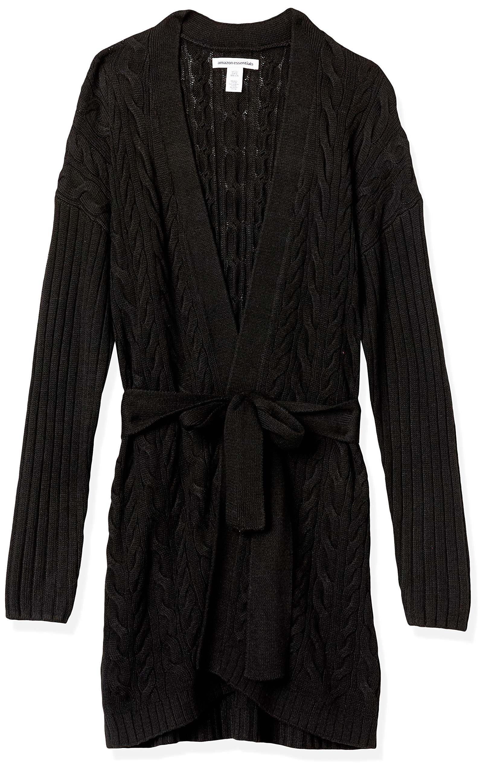 Amazon Essentials Donna Maglione Cardigan Lungo Aperto sul Davanti con Cintura Morbida