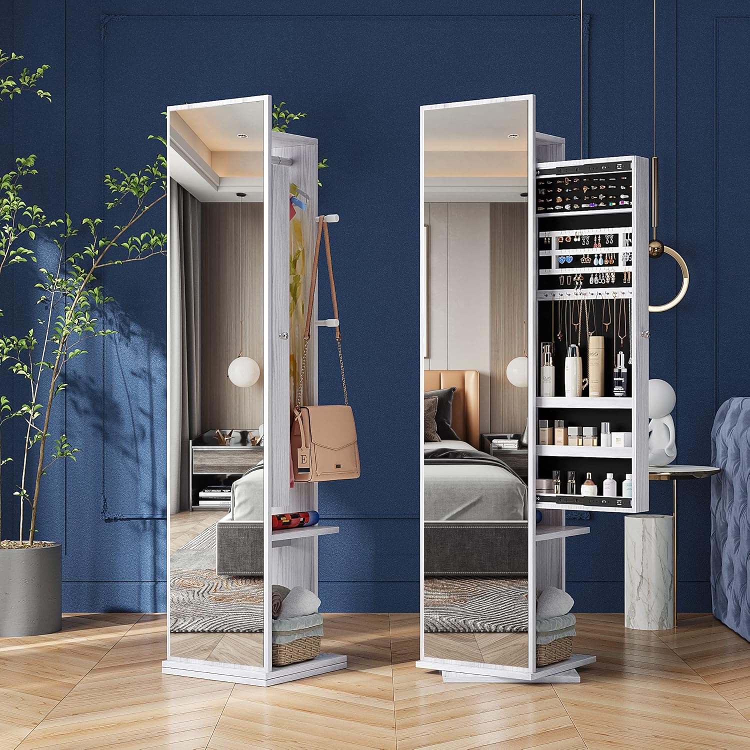 HNBBC 360° Swivel Jewelry Armoire with FullLength