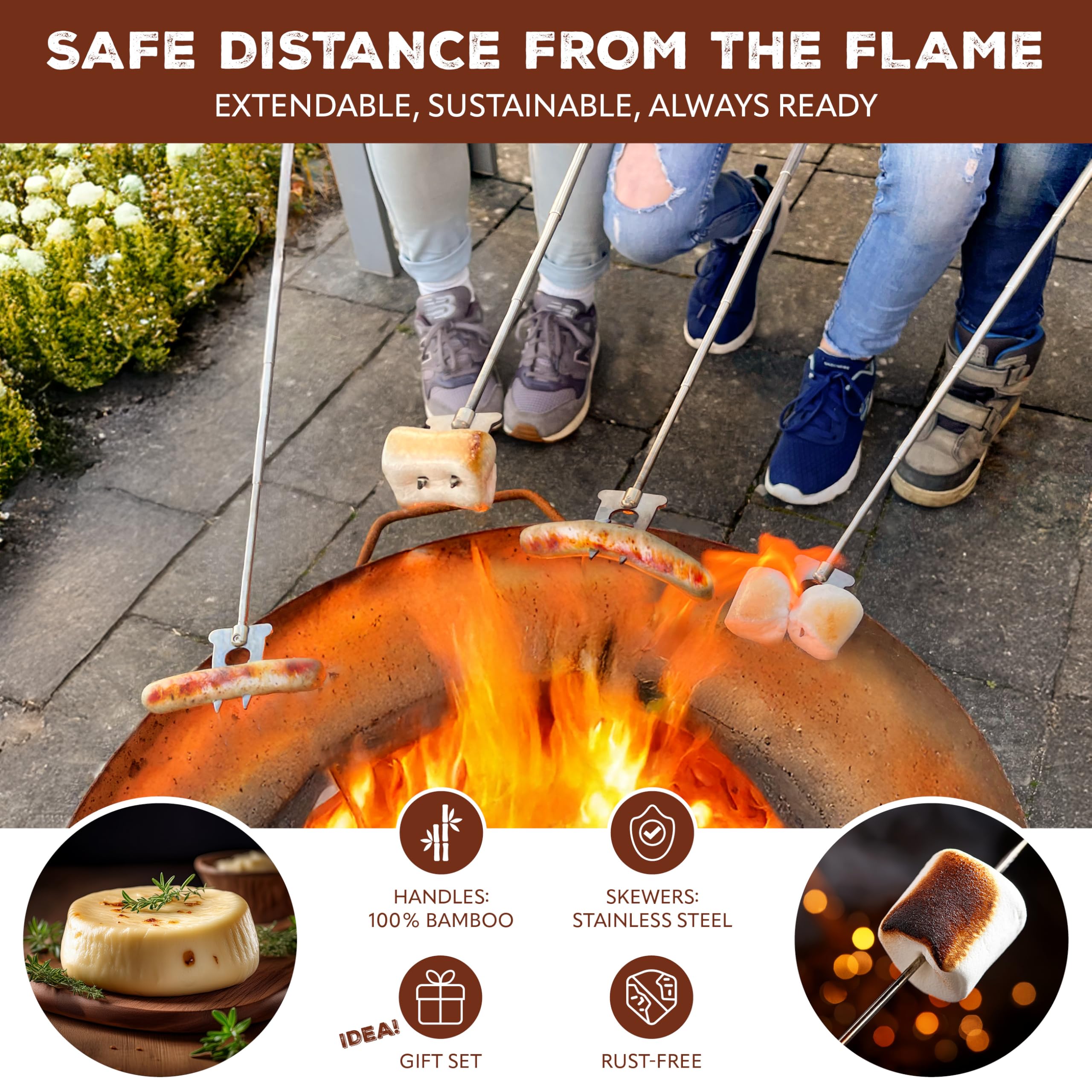 Homealexa Marshmallow Grillspiesen, grillvork, spiesen, uittrekbaar