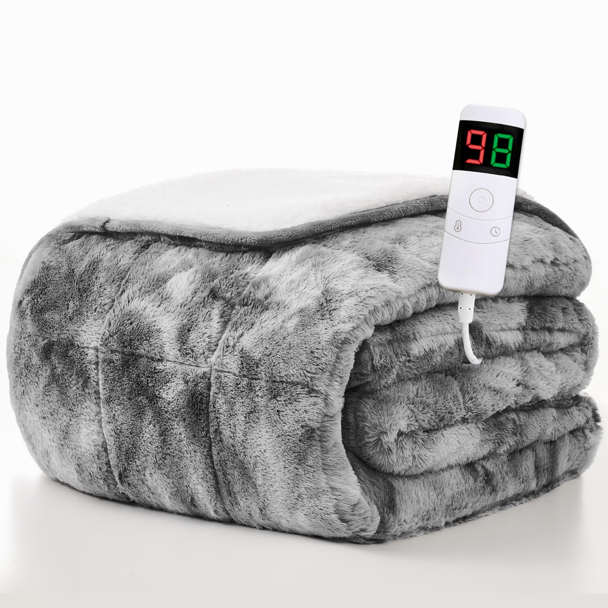 Photo 1 of Homemate Heated Weighted Blanket for Adults - 50"x60" 10lbs Electric Throw Fast Heating Heavy Blanket 1/2/4/6/8 Hour Auto Off 10 Heat Levels Over-Heat Protection Luxury Faux Fur Sherpa