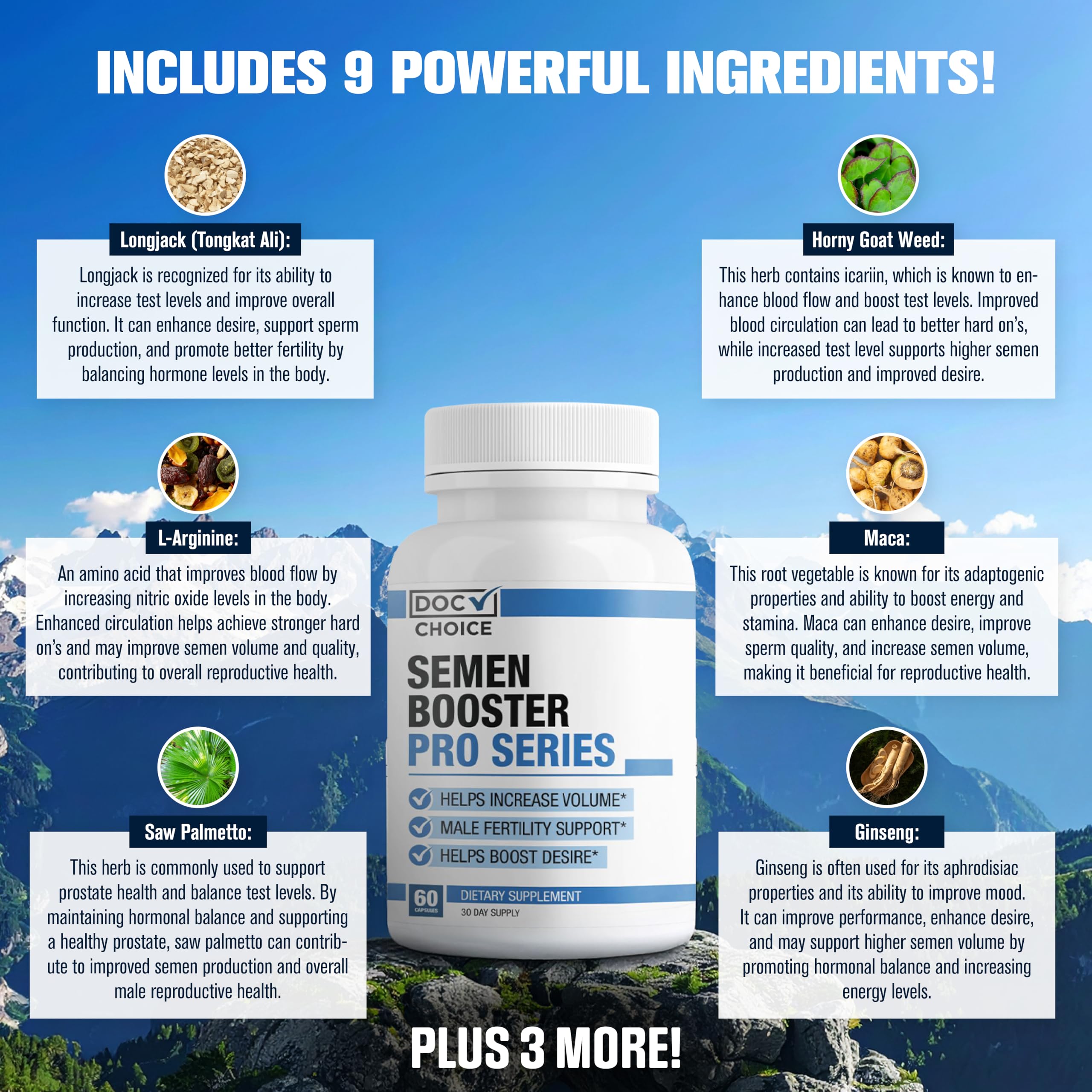 Semen Volume Booster PRO Series for Men - Pills for Men Fast Acting Blood Flow, Enhance Load Size, Healthier Taste & Fertility Support | 3rd Party Tested Supplement - 60 Pills for Adults