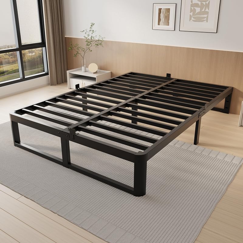 VYM 12 Inch Full Bed Frame, Heavy Duty Steel, No Box Spring, Black