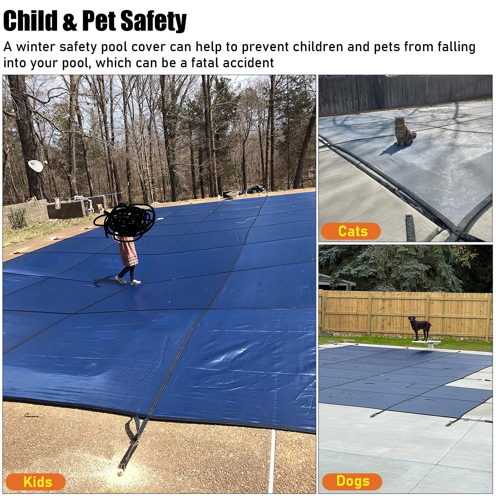 Cubierta para Piscina Azul Cubierta De Seguridad Para Piscinas De Invierno Para Piscinas Enterradas, Rectangular Resistente Malla De Protección Para Niños / Mascotas, Cubierta De Piscina Comercial ( S