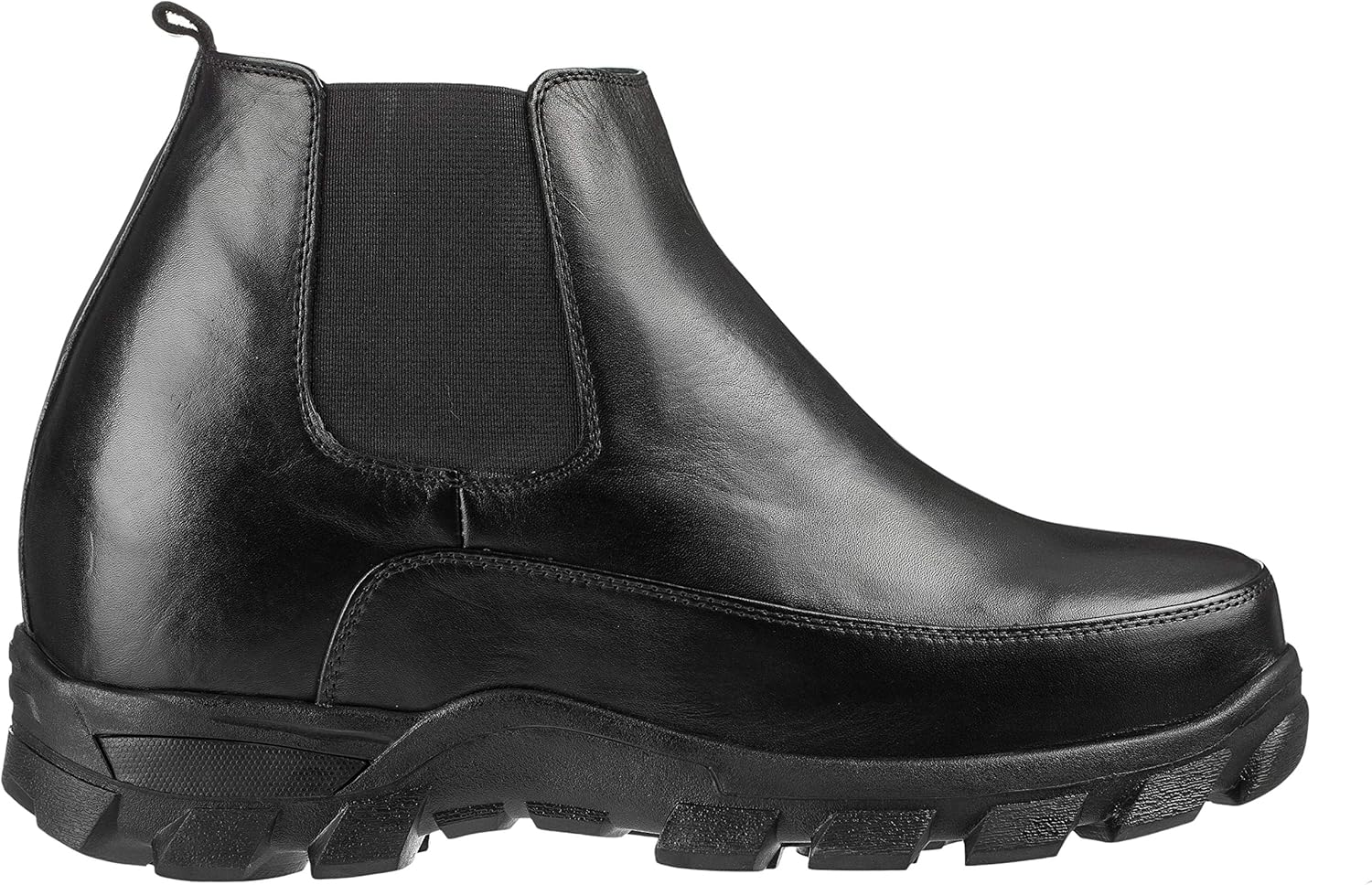Calden Men's Invisible Height Increasing Elevator Shoes - Black Leather Slip-on Hiking-style Ankle Boots - 4.9 Inches Taller - K332011 - Size 9 D(M) US