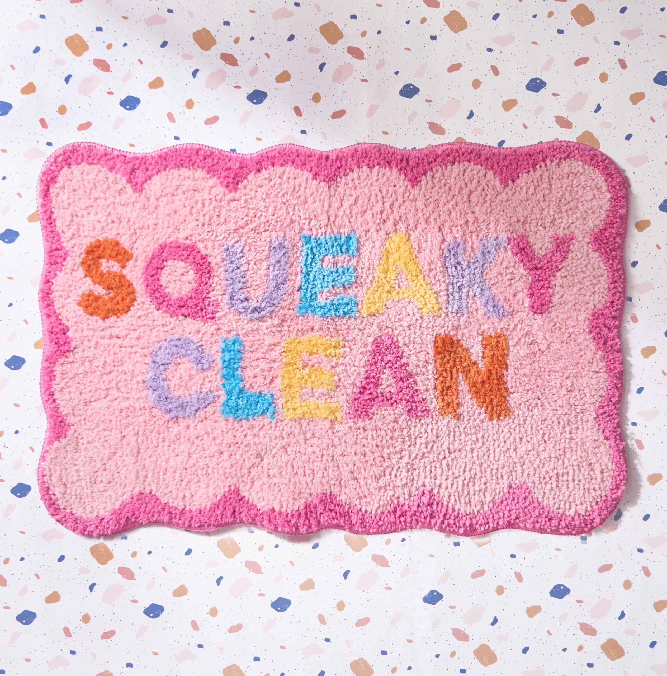 OHS Bath Mat For Bathroom Squeaky Clean Tufted Texture, Non Slip Bath Mat Super Soft Absorbent Quick Dry Bathroom Rug Machine Washable Floor Mat, Pink - 45x75cm