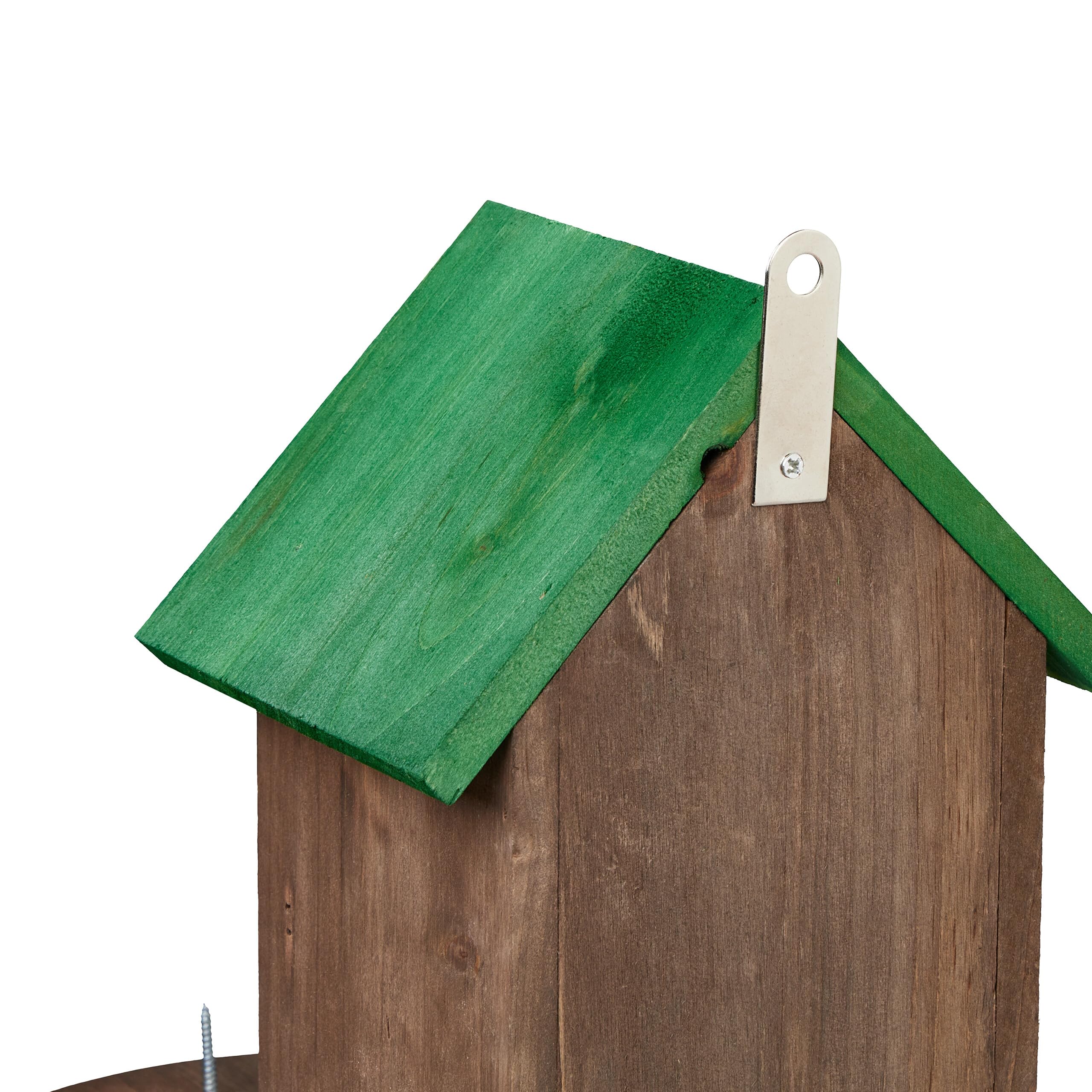 Relaxdays Mangiatoia per Scoiattoli, Casetta in Legno da Appendere, con Ciotola Acqua, HLP 28x17x28,5 cm, Marrone Verde