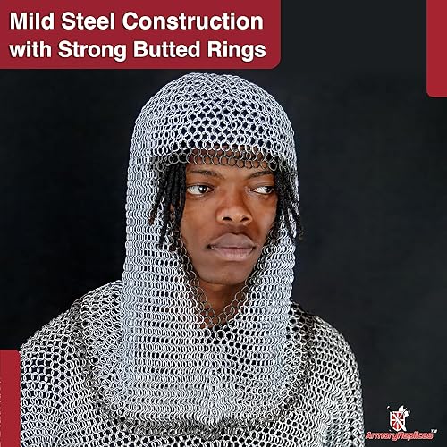 Miniatura 10 de Armory Replicas Armadura medieval Coif de Chainmail 1875 pulgadas