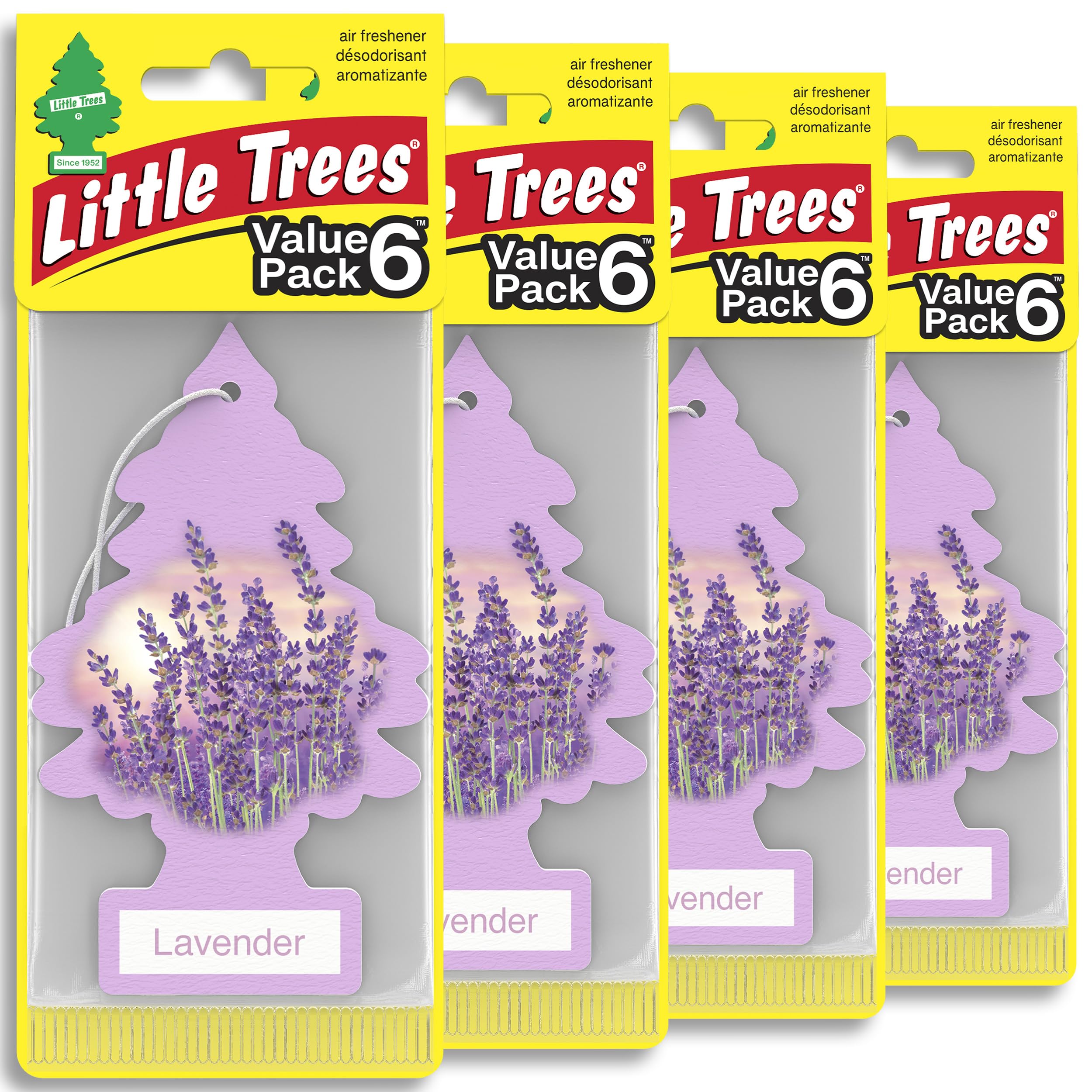 LITTLE TREES Car Air Freshener | Hanging Tree Provides Long Lasting Scent for Auto and Home | 24 Air Fresheners |Lavender Lavender 4 Count (Pack of 6)