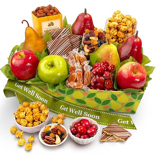 A Gift Inside Get Well Soon Orchard Delight - Cesta de regalo gourmet y frutas