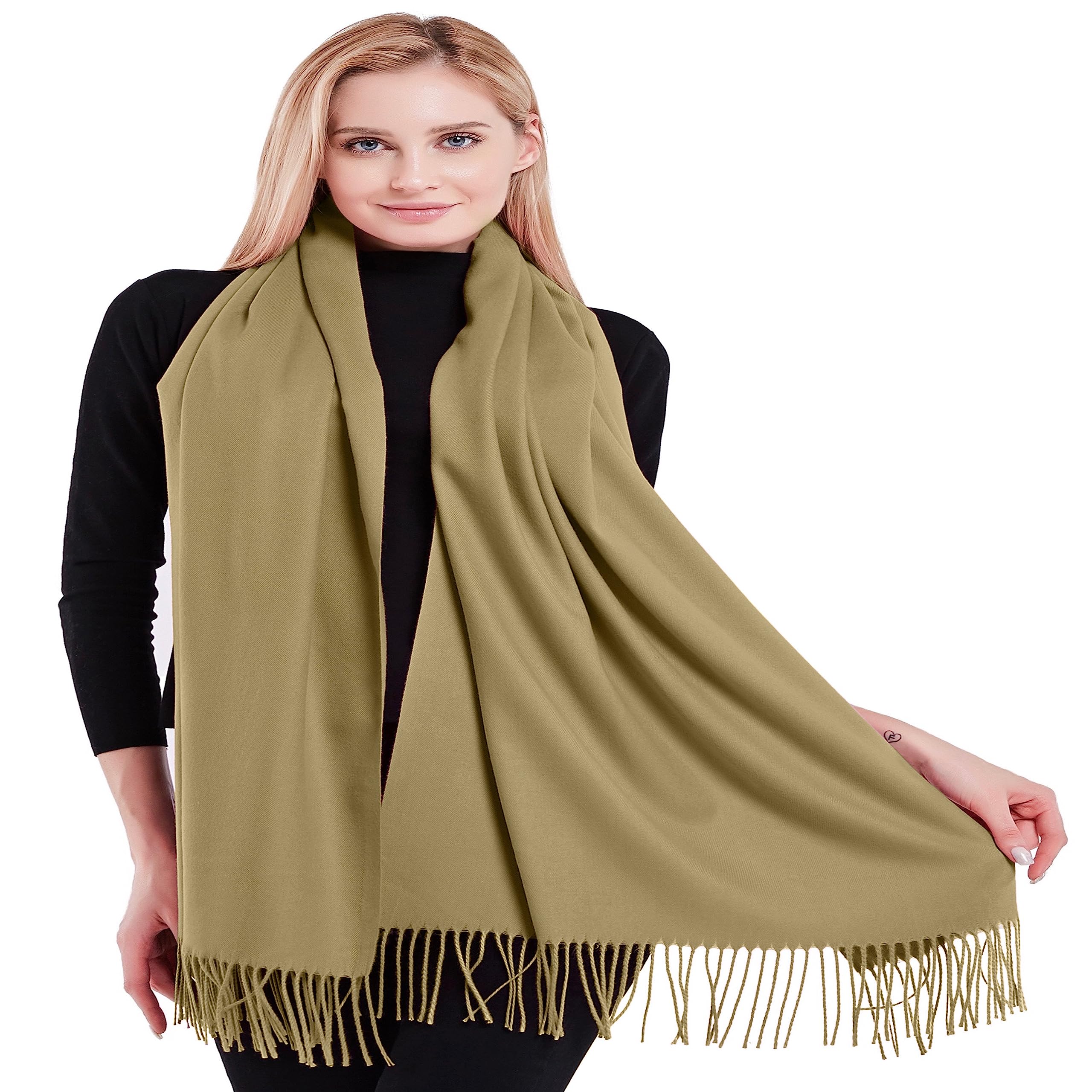 CJ Apparel Champagne Thick Solid Colour Design Cotton Blend Shawl Scarf Wrap Stole Throw Head Wrap Pashmina