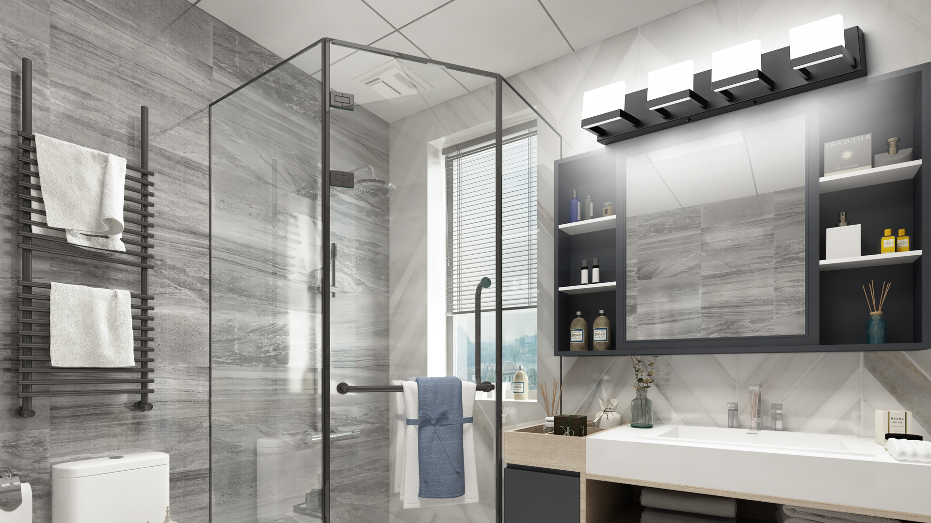 Image of Tipace LED Dimmable Bathroom Vanity Light - 2 Lights Frosted White Acrylic Up and Down Fixture Over Mirror (6000K)