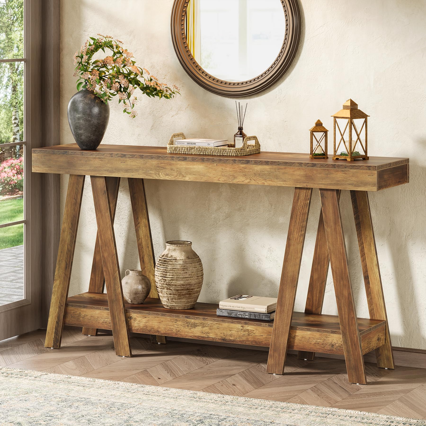 Tribesigns 70.87" Farmhouse Console Table, 2-Tier Entryway Accent Table Behind Sofa for Living Room, Entrance, Foyer