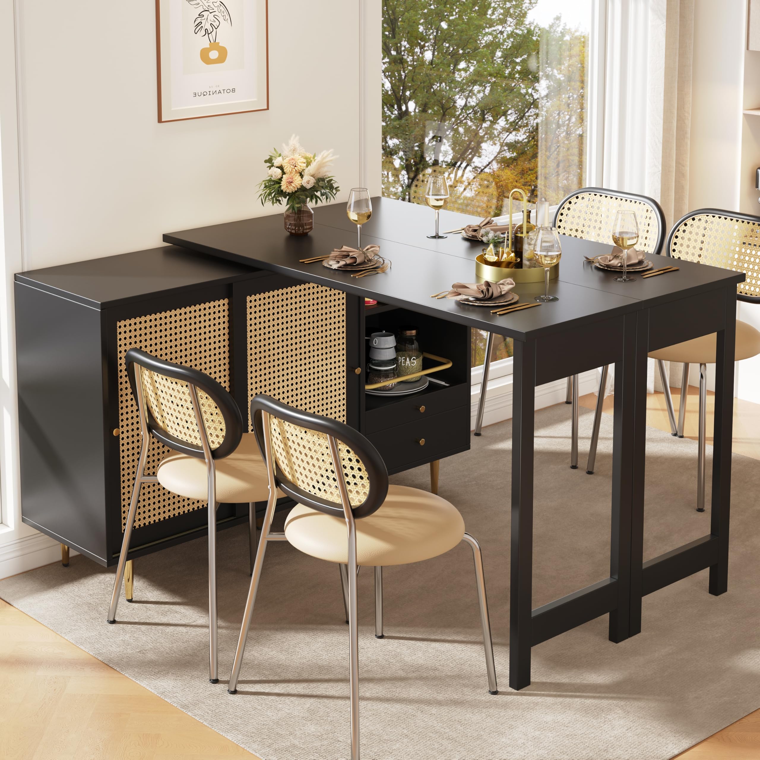 Ausziehbarer Bartisch Mit Stauraum - 360° Drehbar Von 120-180cm