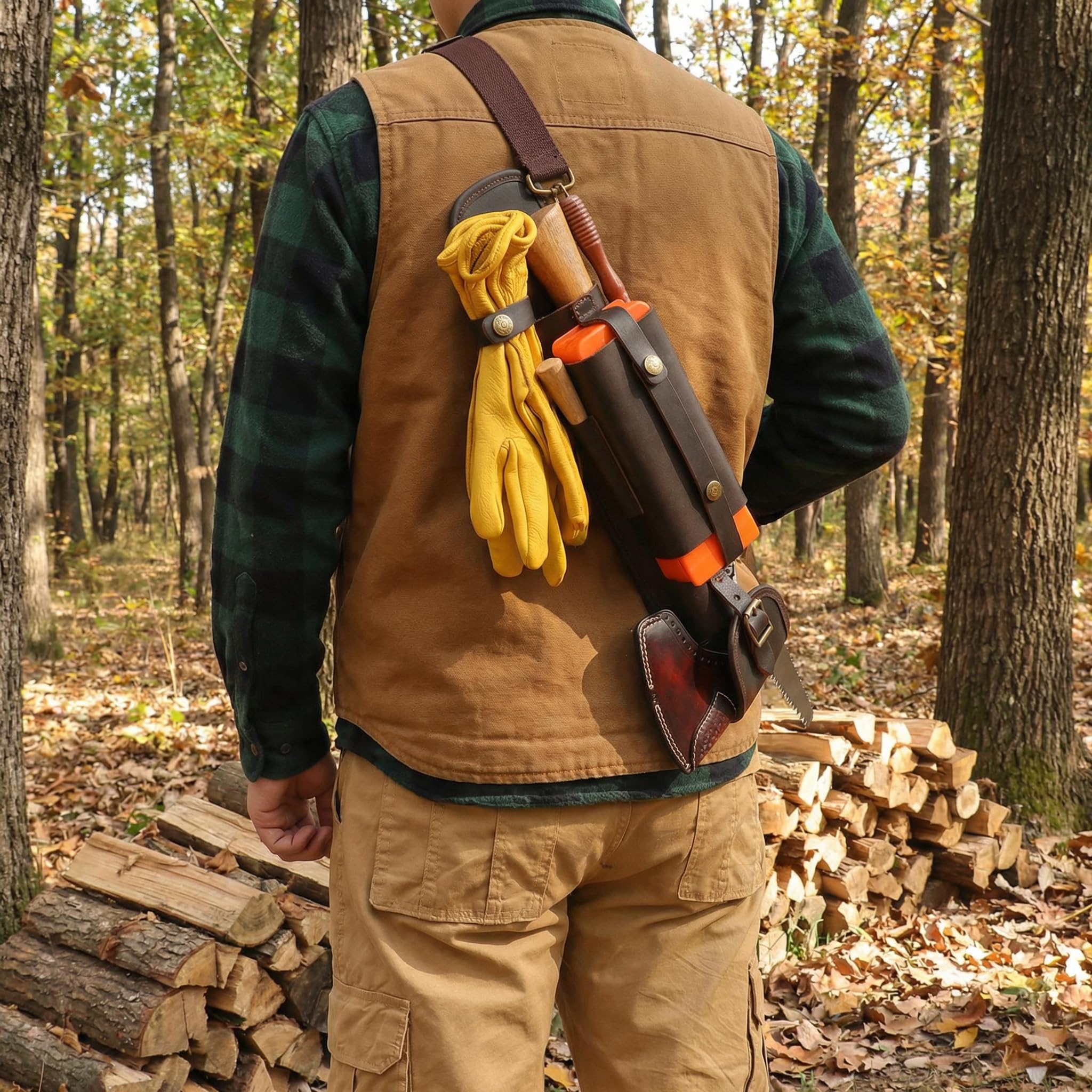 Axt-Holster aus echtem Leder, mit verstellbarem Tragegurt, für Outdoor-Camping