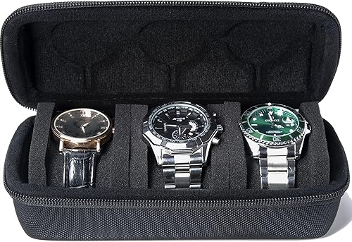 Miniatura 7 de Funda de viaje rígida de 3 ranuras para reloj, caja de almacenamiento y organizador para hombres y mujeres, con almohada de reloj antimovimiento
