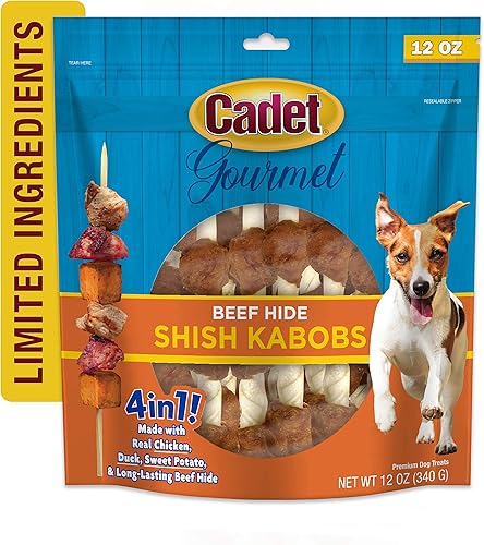 Miniatura 9 de Cadet Golosinas gourmet de triple sabor a carne de res para perros Shish Kabob, golosinas saludables y naturales para perros, pollo, pato y batata,