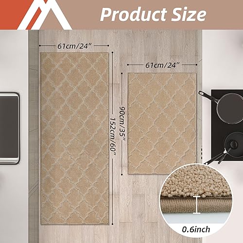 Miniatura 9 de COSY HOMEER Alfombras de cocina suaves 2 piezas para frente al fregadero, tapetes y tapetes de cocina súper absorbentes, 20 x 30 pulgadas20 x 48
