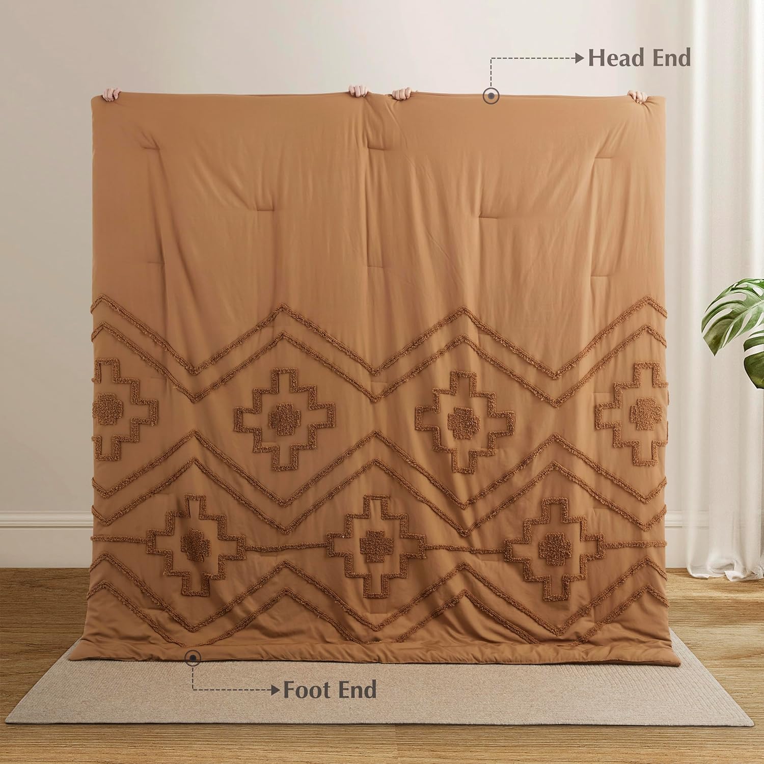 Oli Anderson Boho Tufted Comforter Set King Size, 3 Pcs Soft Jacquard Bedding Set for All Seasons, Shabby Chic Farmhouse Bedding Set with Comforters for All Seasons (Pumpkin, King) - Image 5