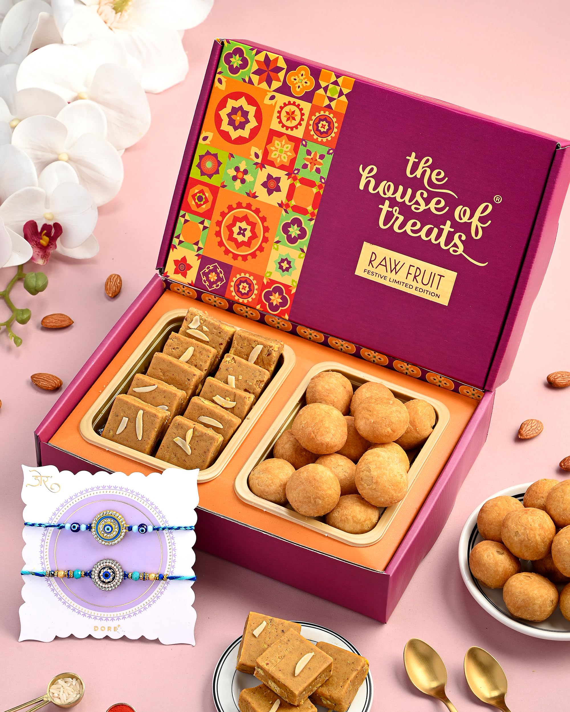 HYPERFOODS House Of Treats 2 Rakhi With Sweets Gift Pack Rakhi Set Of 2 With Sweets Rakhi With Sweets Gift Sweets With Rakhi Channa Barfi Kachori 2 Rakhi With Sweets Evil Eye Rakhi Set Of 2 (B0D8QHLJK1) Amazon Price History, Amazon Price Tracker
