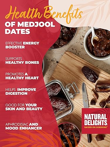 Miniatura 5 de Natural Delights Dátiles Medjool - Grandes y rellenos, verificados sin OMG, buena fuente de fibra, aperitivo de frutas naturalmente dulces, perfecto