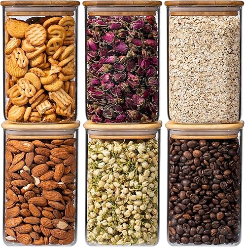 Miniatura 11 de 1.2 galones (148oz) 2 piezas de grandes contenedores de almacenamiento de alimentos de vidrio, contenedores de almacenamiento de boca ancha con